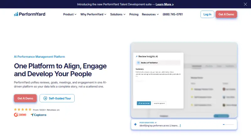 The PerformYard homepage