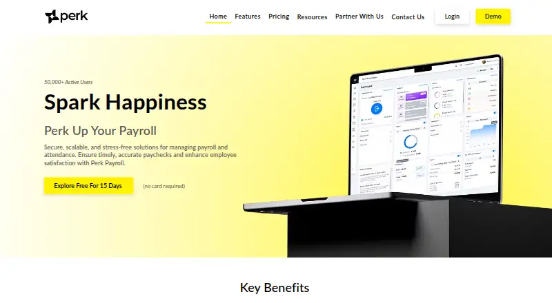 The Perk Payroll homepage