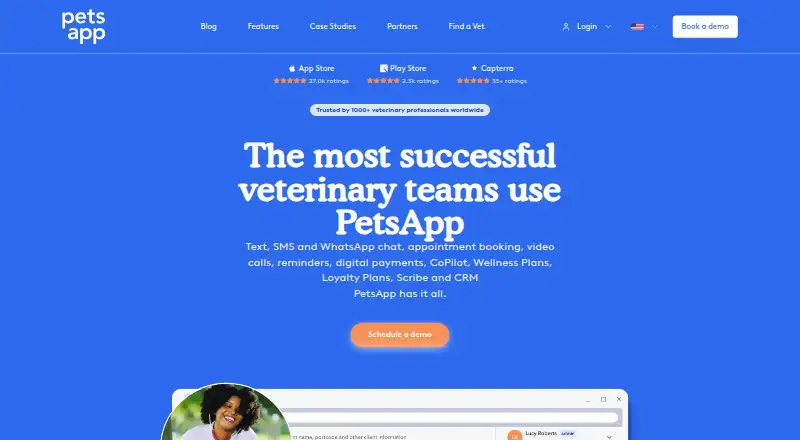 The PetsApp homepage