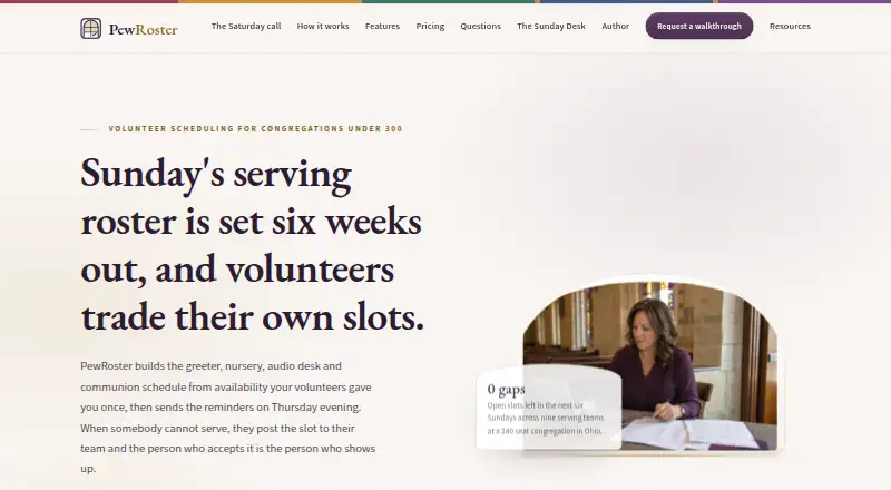 The PewRoster homepage
