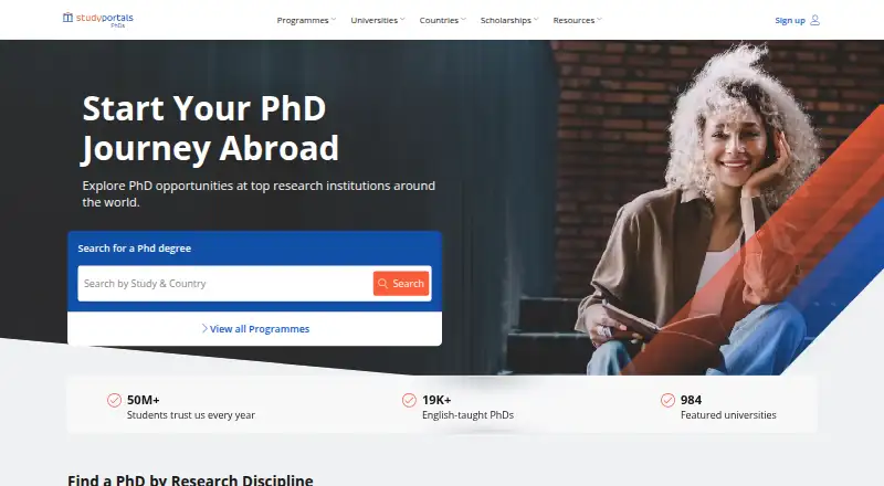 The PhDportal homepage