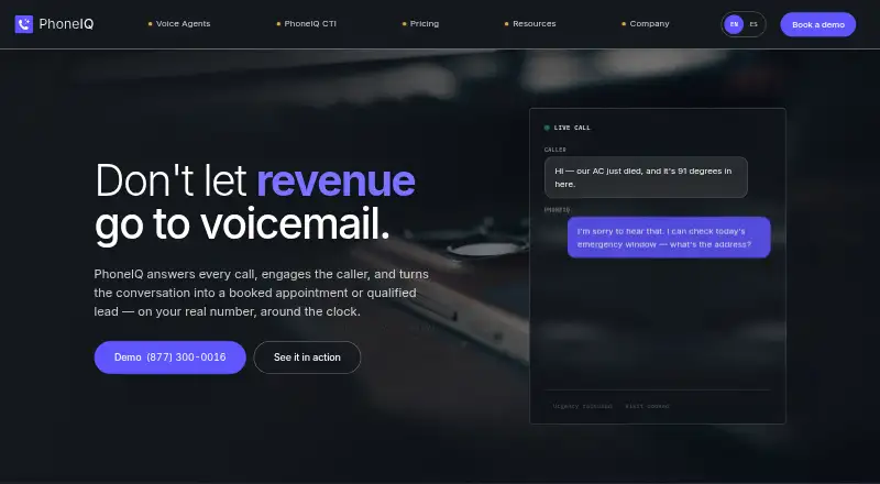 The PhoneIQ homepage