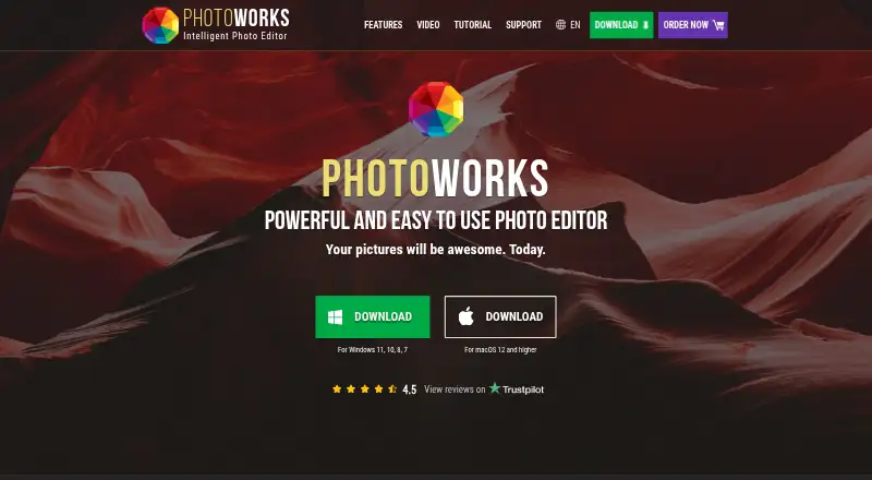 The PhotoWorks homepage