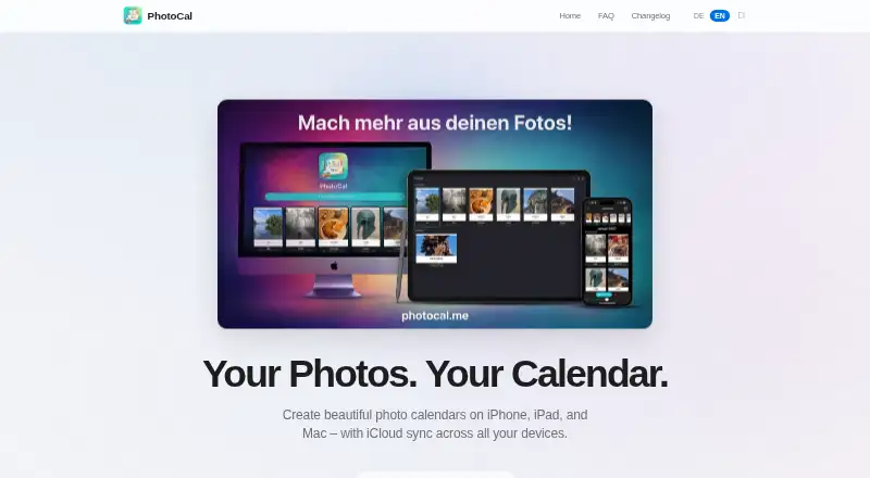The PhotoCal homepage