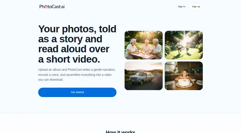 The PhotoCast.ai homepage