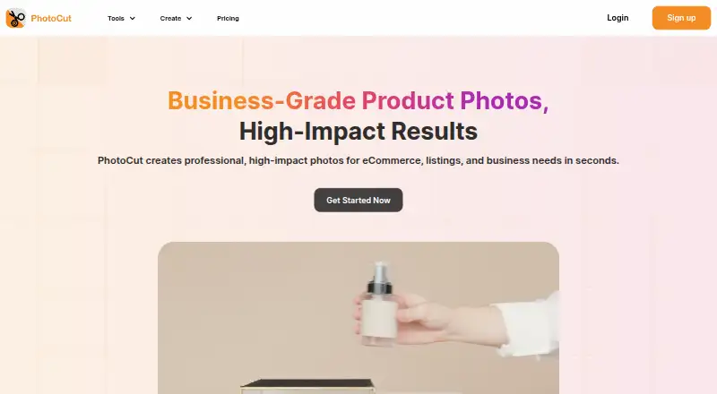The PhotoCut homepage