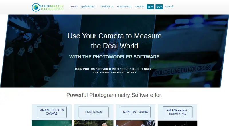 The PhotoModeler homepage