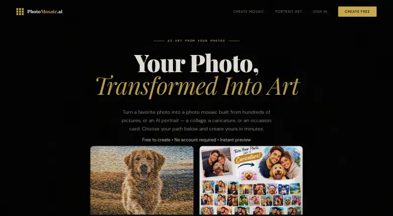 The PhotoMosaic.ai homepage