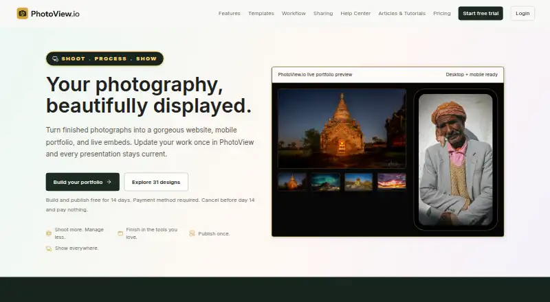 The PhotoView.io homepage