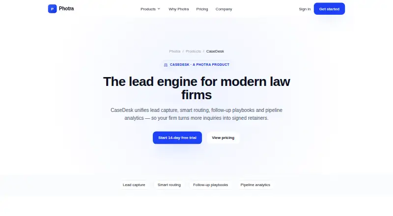 The CaseDesk homepage