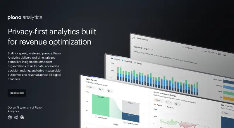The Piano Analytics homepage