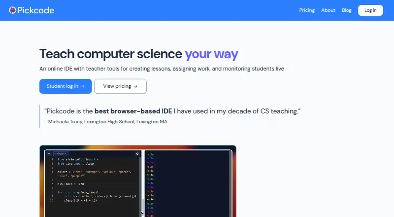 The Pickcode homepage