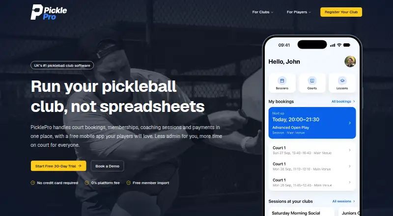 The PicklePro homepage