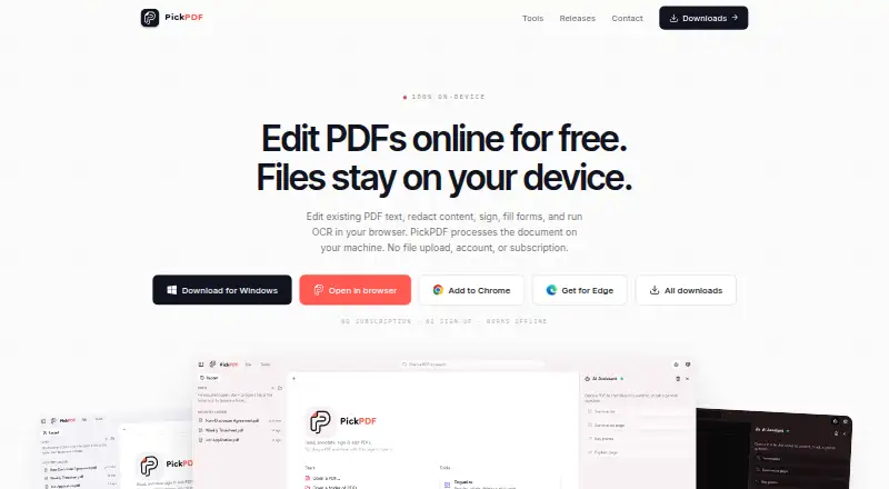 The PickPDF homepage