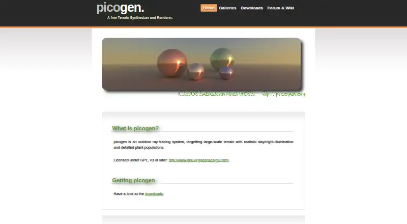The Picogen homepage