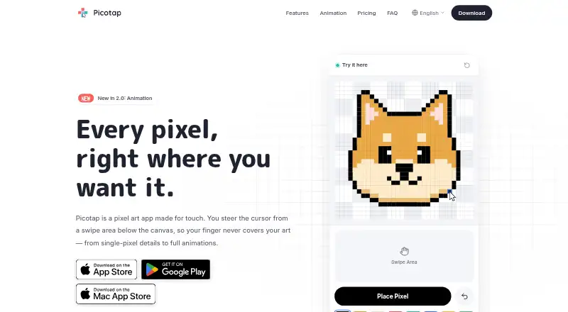 The Picotap homepage
