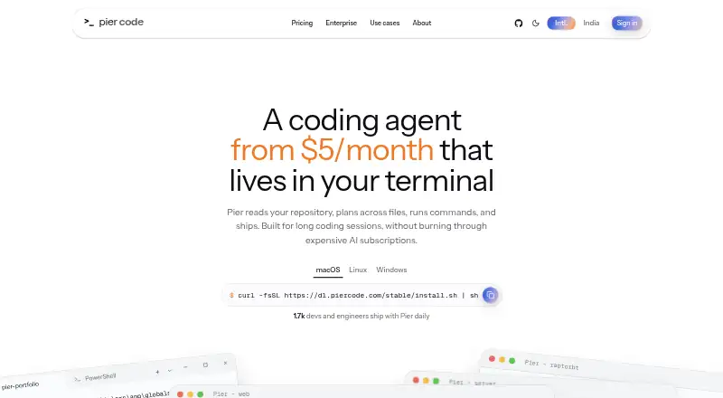 The Pier homepage