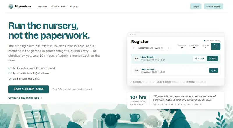 The Pigeonhole homepage