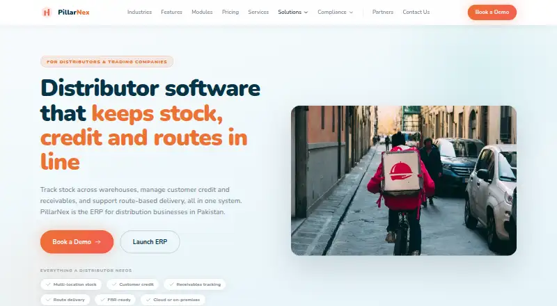 The PillarNex ERP homepage
