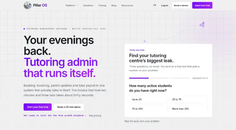 The Pillar OS homepage