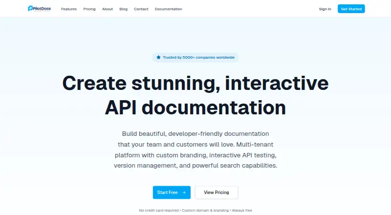 The PilotDocs homepage