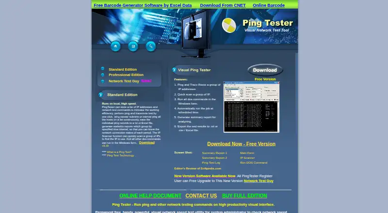 The PingTester homepage