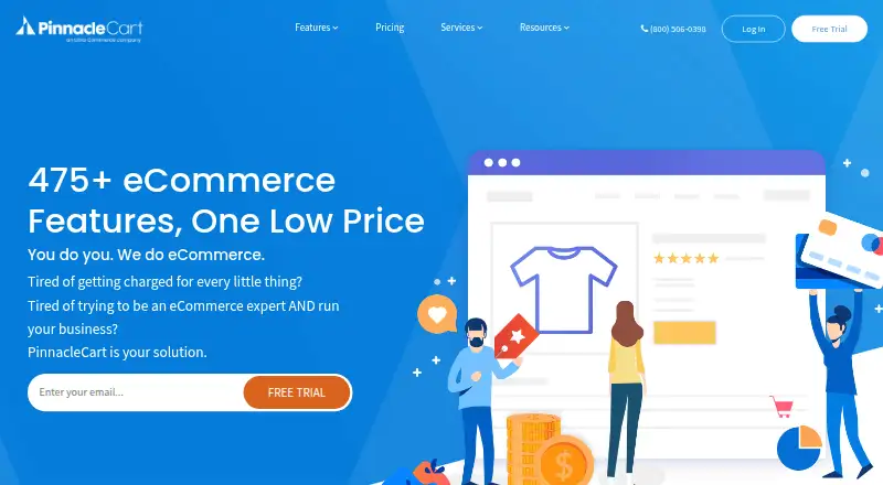 The PinnacleCart homepage