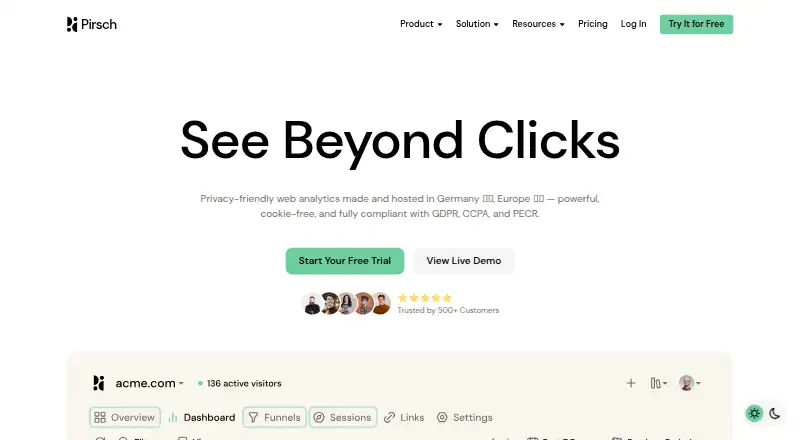 The Pirsch Analytics homepage
