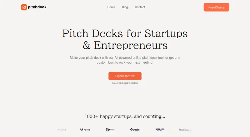 The Pitchdeck homepage