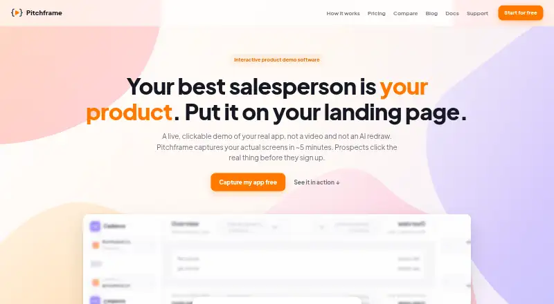 The Pitchframe homepage
