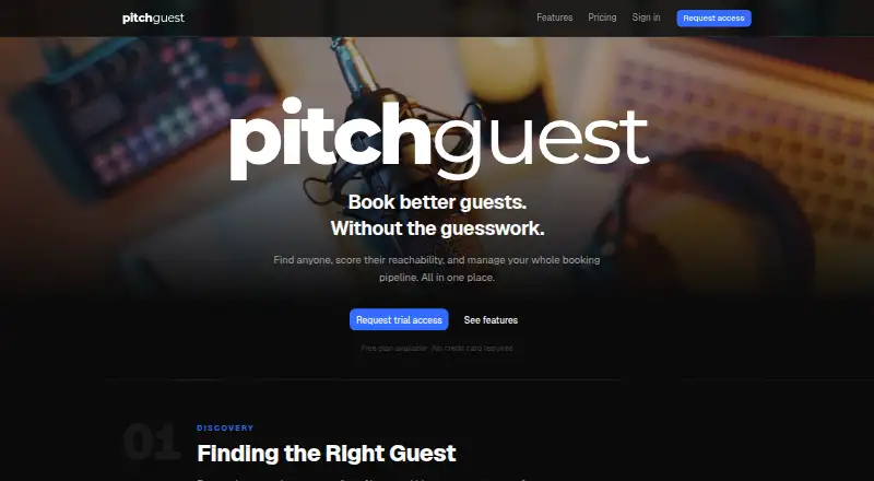 The Pitchguest homepage