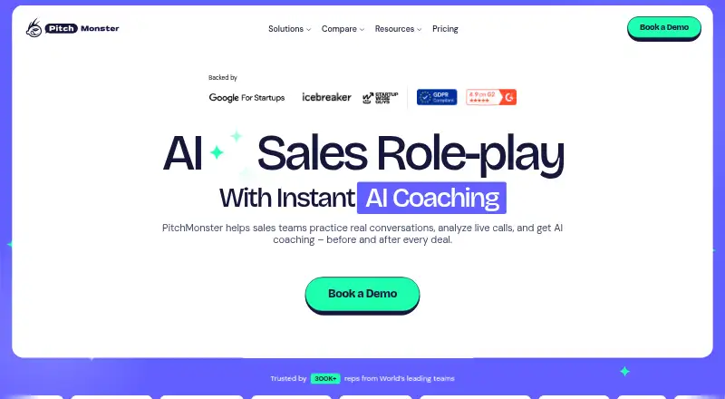 The PitchMonster homepage