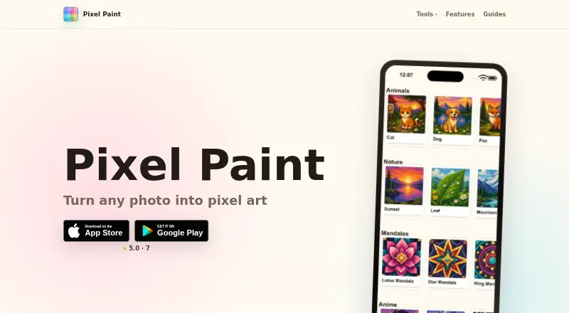 The Pixel Paint homepage