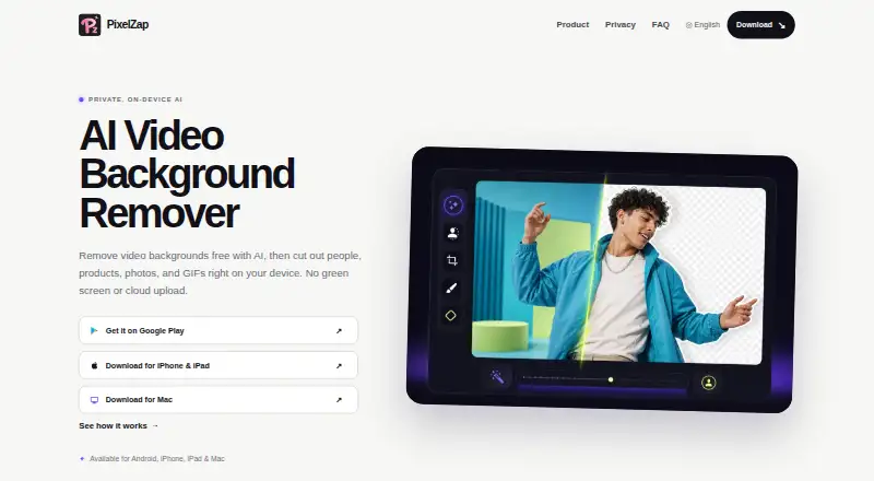 The PixelZap homepage