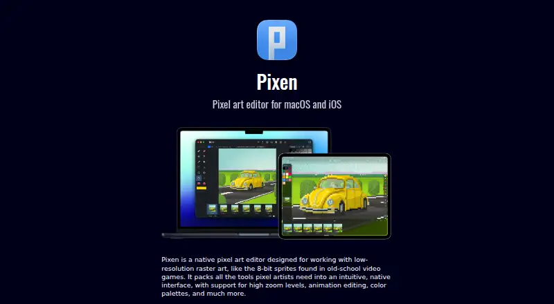 The Pixen homepage