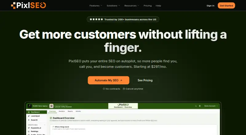 The PixlSEO homepage