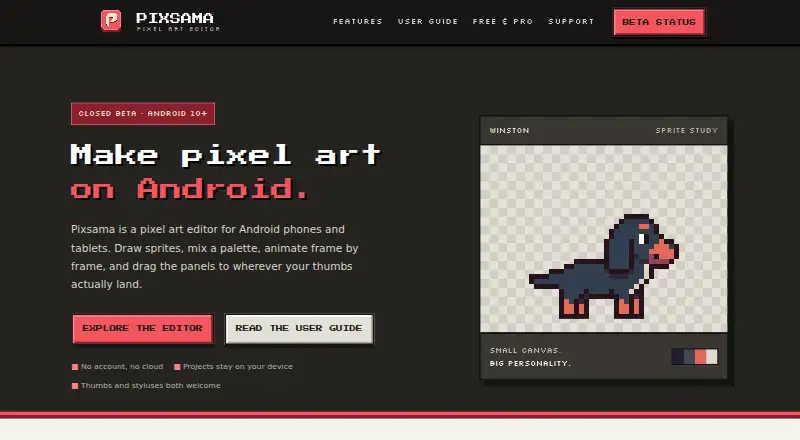 The Pixsama homepage