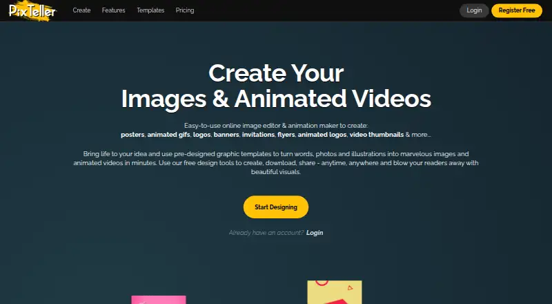 The PixTeller homepage