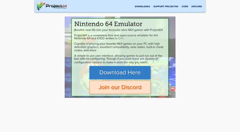 The Project64 homepage