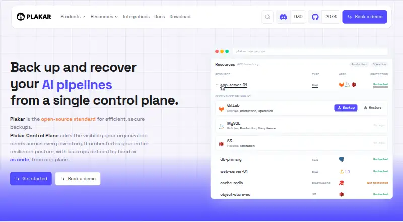 The Plakar homepage