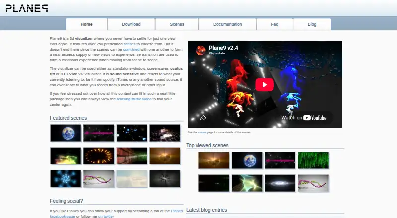 The Plane9 homepage