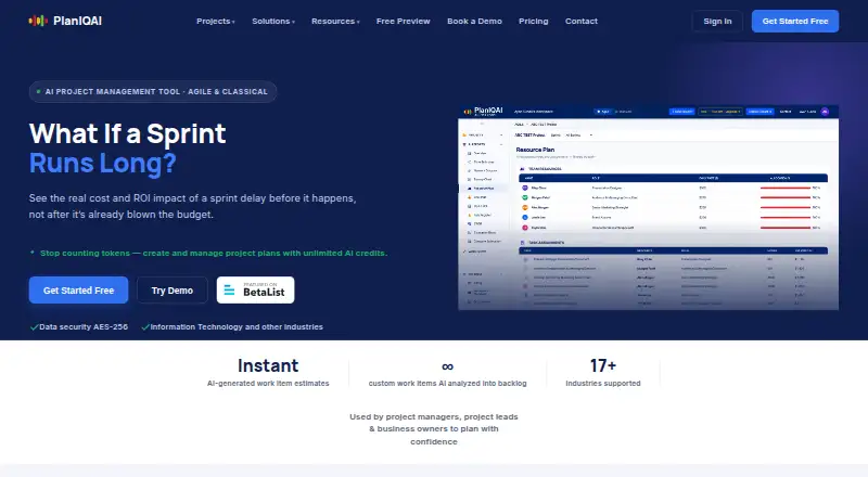 The PlanIQAI homepage
