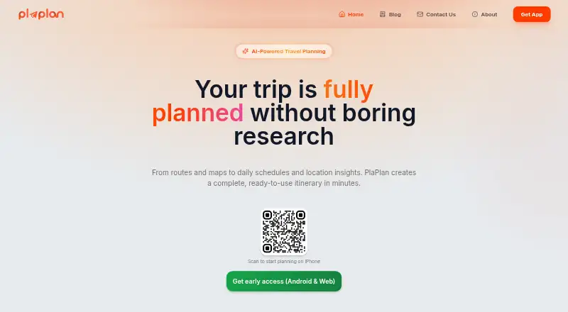 The PlaPlan homepage
