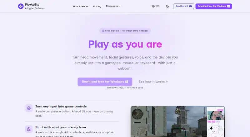 The PlayAbility Adaptive Software homepage