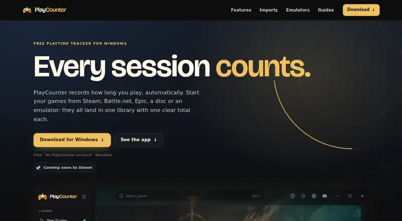 The PlayCounter homepage
