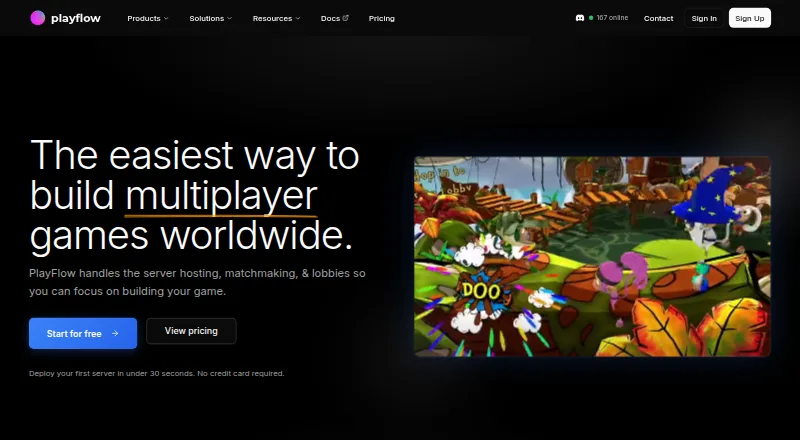 The PlayFlow homepage