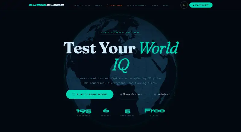 The GuessGlobe homepage