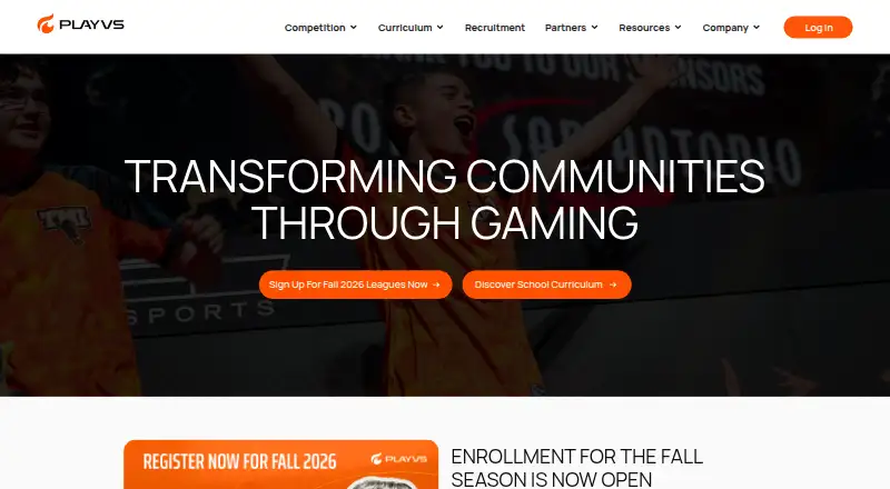 The PlayVS homepage