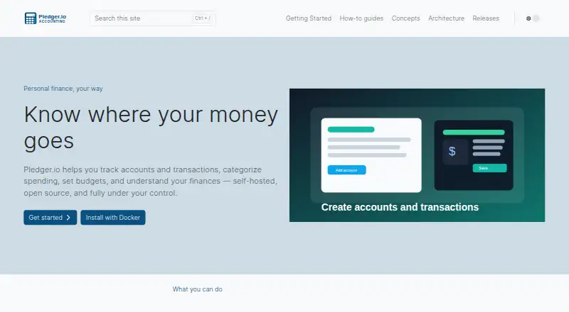 The Pledger.io homepage