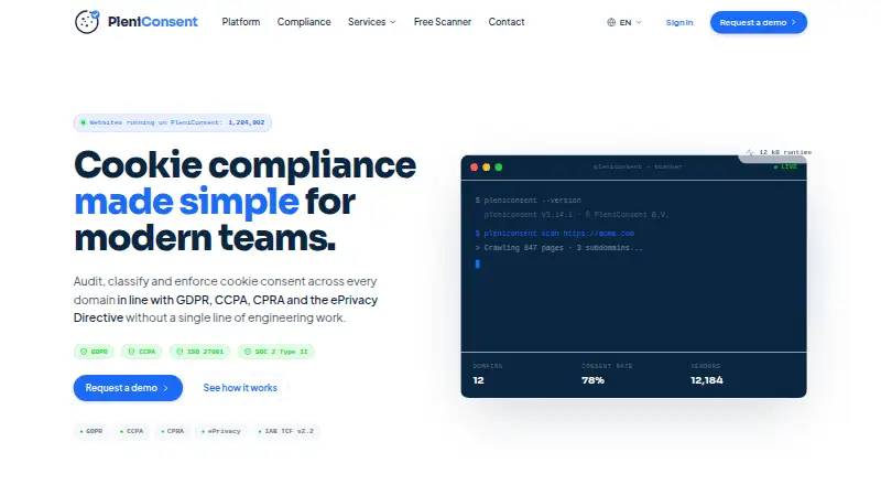 The PleniConsent homepage